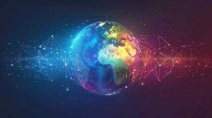 Fototapeta premium Digital globe with network connections, Futuristic earth globe, Abstract science and technology background