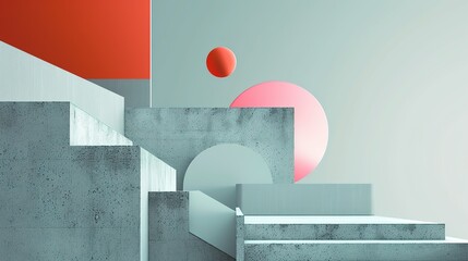 Abstract Colorful Minimalistic Architecture Landscapes: Exploring Simplicity in Form and Space
