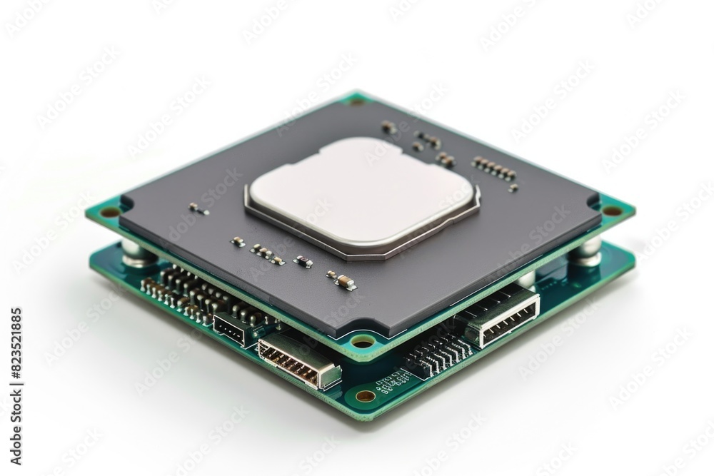 Aufkleber High angle view of a CPU on a white background. Suitable for technology concepts