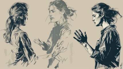 A picture of two women standing side by side. Suitable for various concepts and themes