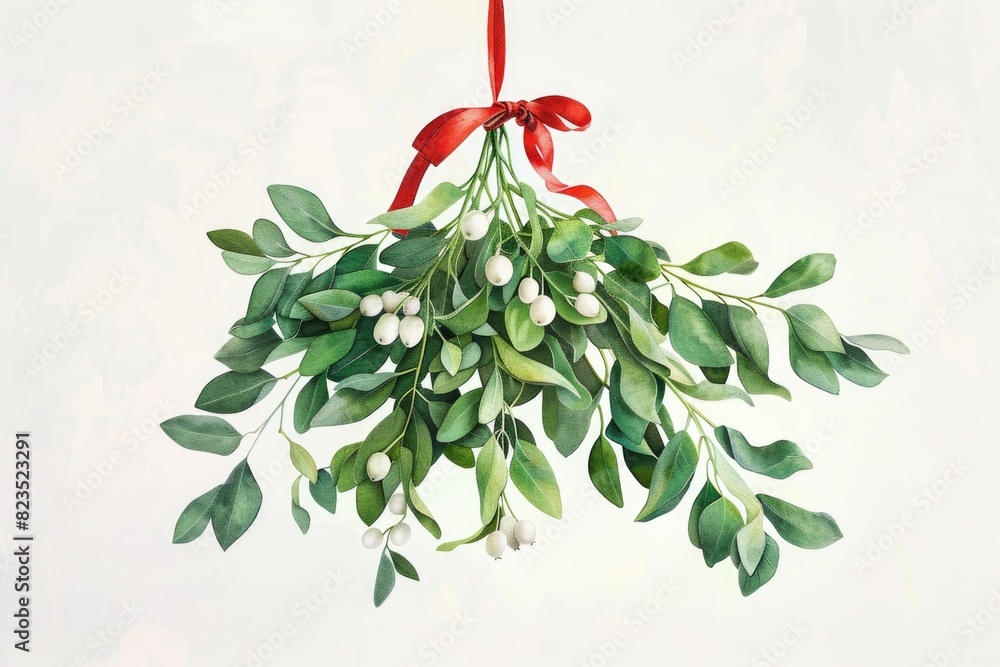 Poster a bunch of mist hanging from a red ribbon. perfect for a variety of creative projects