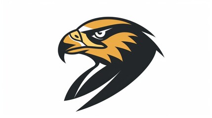 A striking black and gold eagle head logo on a white background. Ideal for corporate branding and sports team logos
