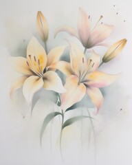 Watercolor Lilies in Soft Pastel Colors