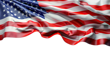 Pristine American Flag Floating on a Transparent Background