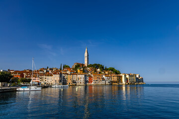 View of the old romantic town of Rovinj on the Istrian Peninsula