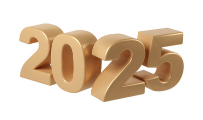 Happy New Year 2025 3D numbers. Holiday christmas gold celebration design. Premium element Illustration for poster, banner, calendar and greeting card