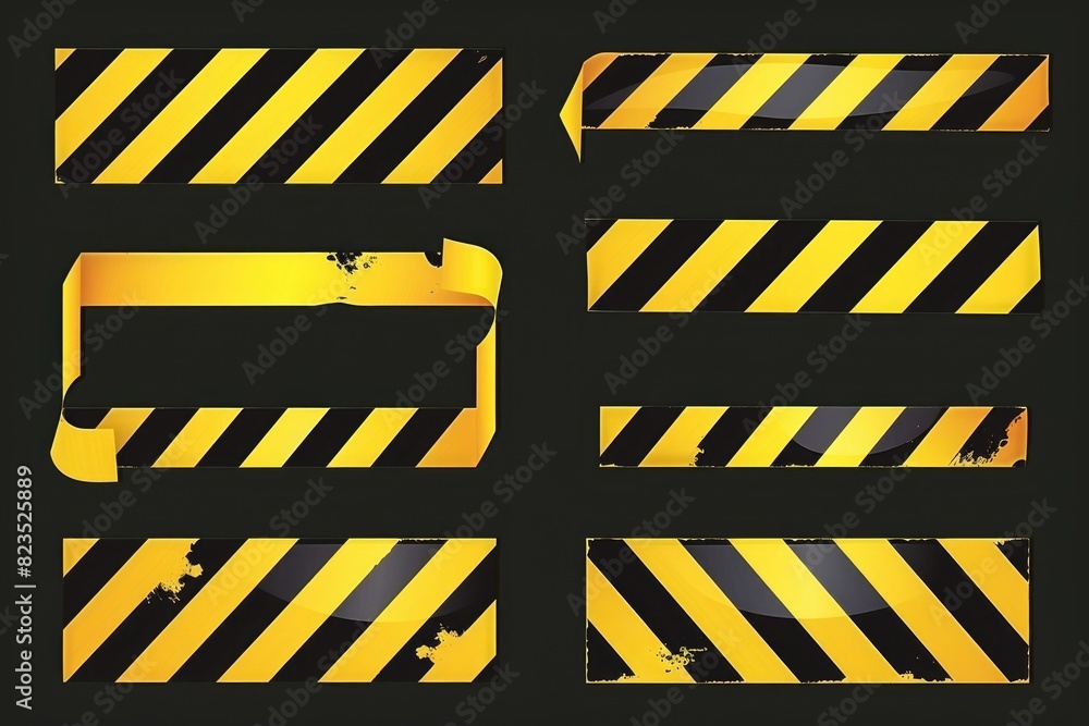 Aufkleber a set of warning signs on a black background. suitable for safety and security concepts