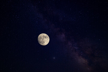 Full Moon and Starry Night Sky
