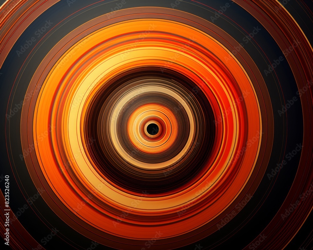 Poster abstract circular pattern in vibrant orange and brown shades creating a hypnotic and mesmerizing vis