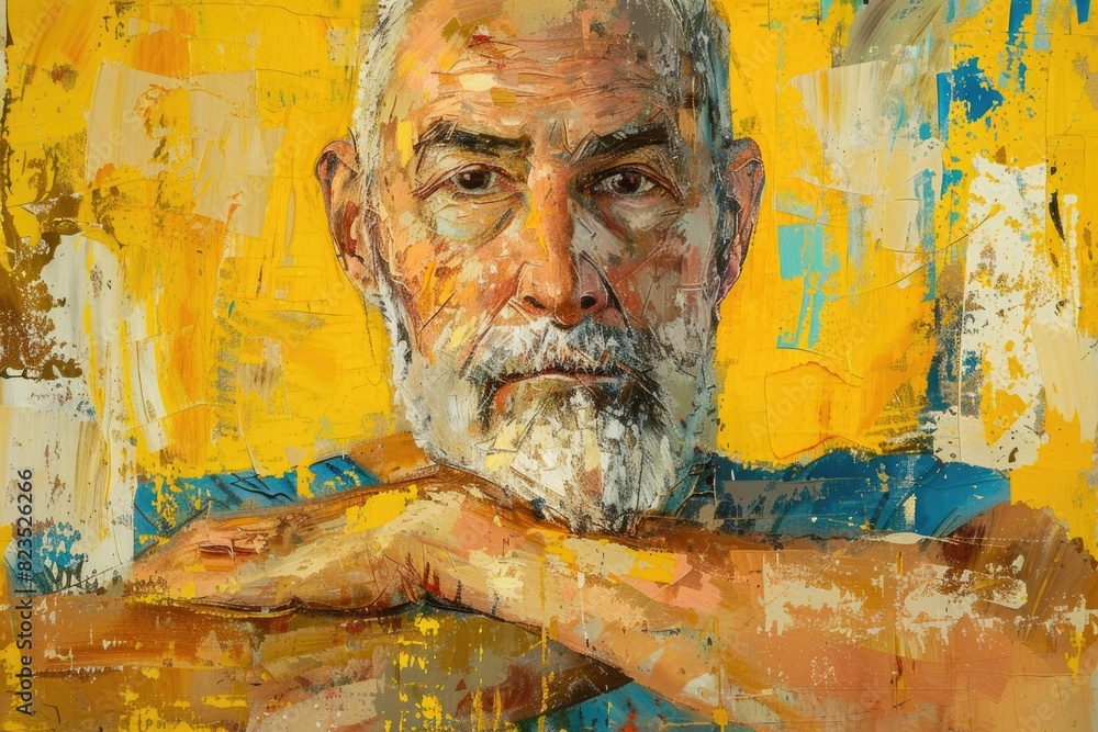 Aufkleber Realistic portrait painting of a man with a beard. Suitable for art and design projects