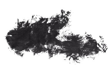 Shiny black brush watercolor painting isolated on transparent background. watercolor png