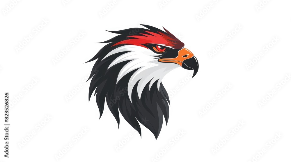Poster A striking red and white bird with a distinctive black head. Perfect for nature and wildlife enthusiasts