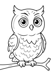 Fototapeta premium cartoon owl coloring book pages, black and white designs for kids and toddlers, a resource for preschool teachers
