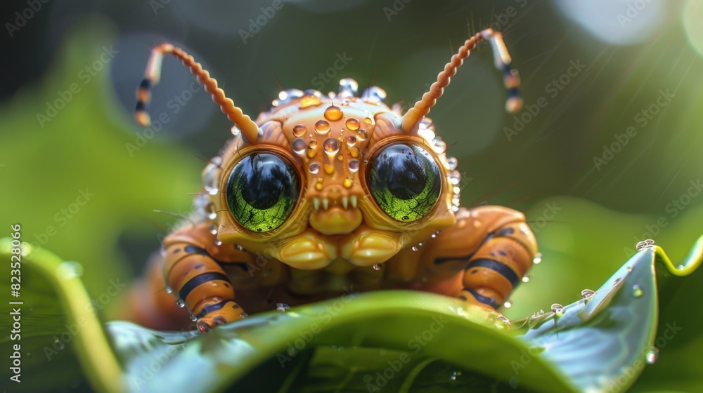 Poster Detailed image of a bug on a leaf, suitable for nature themes