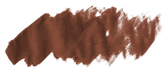 Brown brush strokes isolated on transparent background.