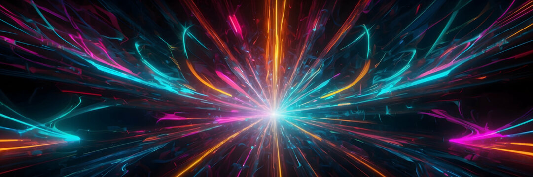 A visually stunning abstract image with neon lights radiating outward, representing energy and modernity