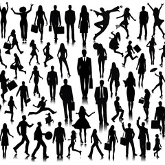 Fototapeta premium silhouette of a group of people isolated on a white background