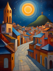 Brazil Cubism Country Landscape Illustration Art	