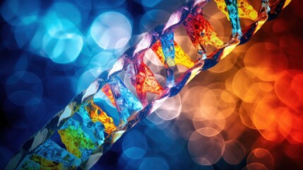 DNA strand with a hexagonal pattern background 