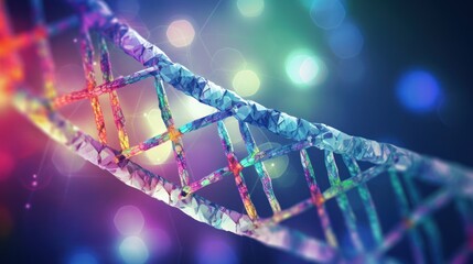 DNA strand with a hexagonal pattern background 