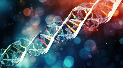 DNA strand with a hexagonal pattern background 