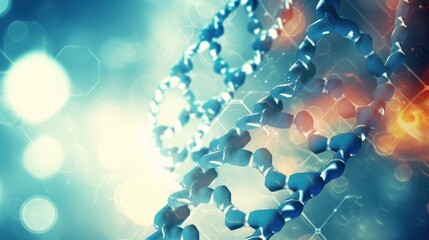 DNA strand with a hexagonal pattern background 