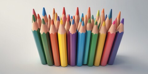 color pencils on white background . abstract background with colorful pencils
