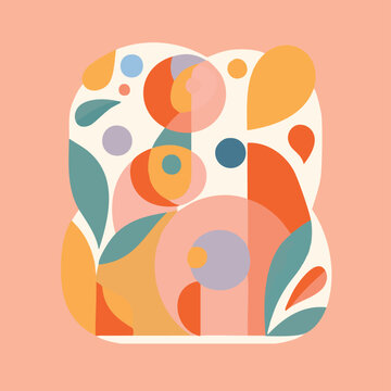 Warm Embrace: An Illustrative Journey into Family, Motherhood, and Human Connections with Soft Biomorphic Forms and Human-like Shapes Depicting the Essence of Relationships and Emotional Bonds