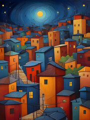 Brazil Cubism Country Landscape Illustration Art	