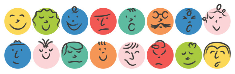 Emoticons Set of bright abstract textured emoticons. Different emotional emoticons.