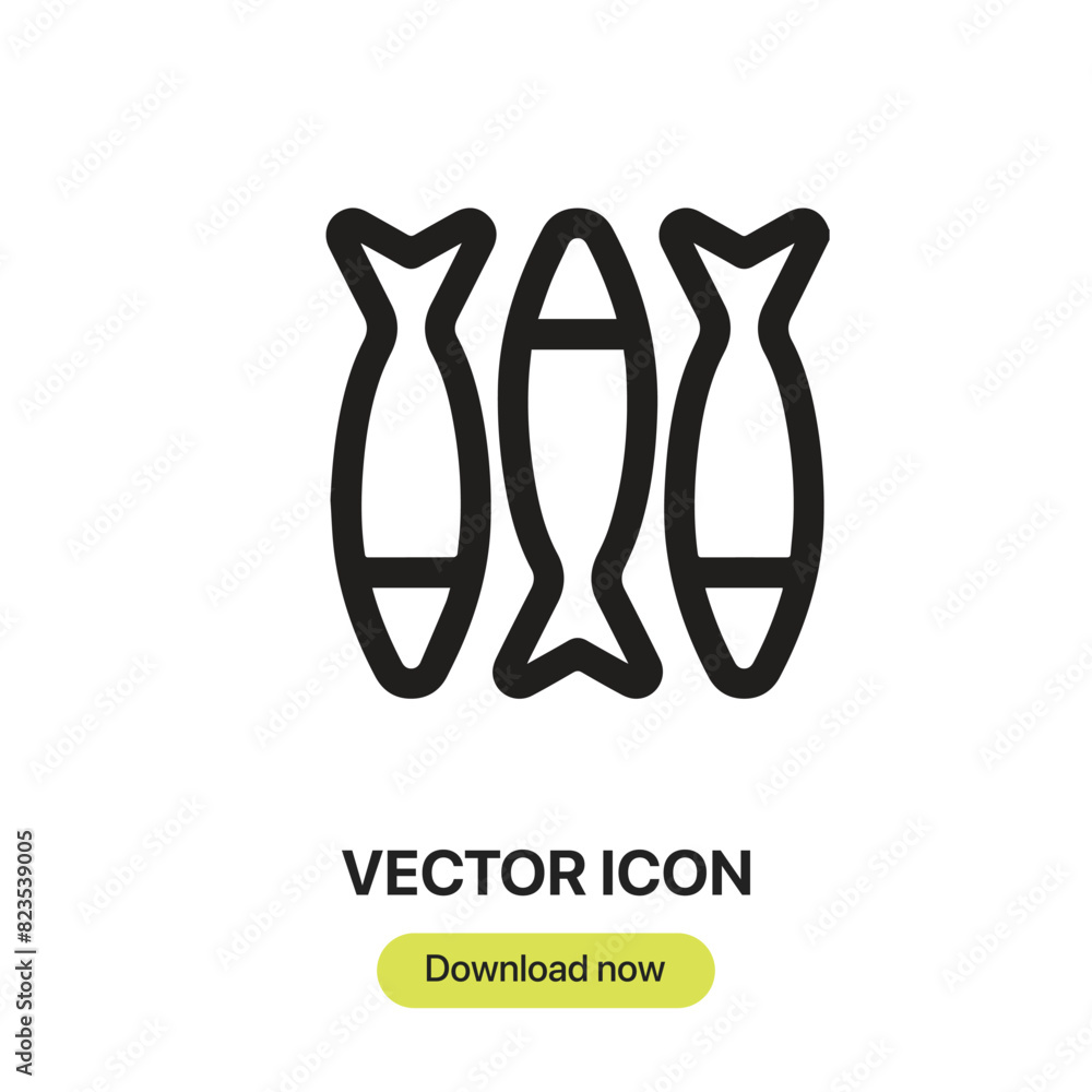 Aufkleber Herring icon vector. Linear-style sign for mobile concept and web design. Herring symbol illustration. Pixel vector graphics - Vector.	