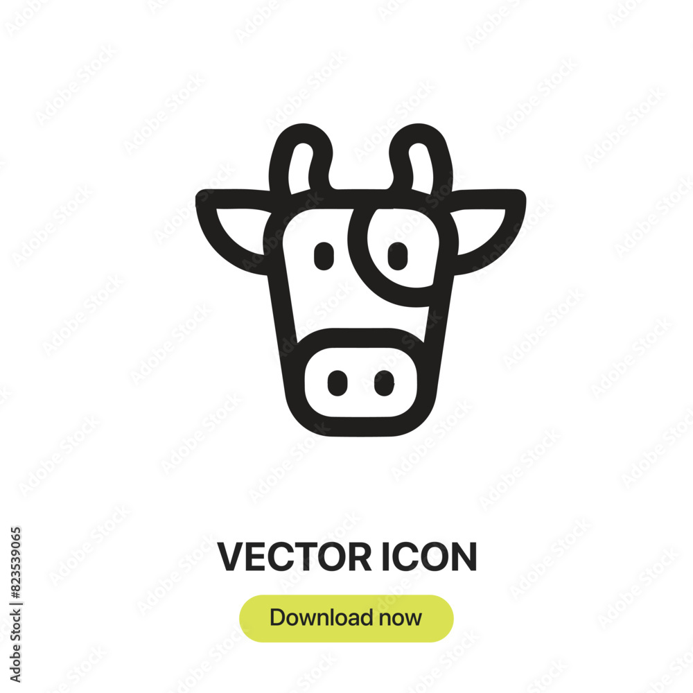 Poster cow icon vector. linear-style sign for mobile concept and web design. cow symbol illustration. pixel