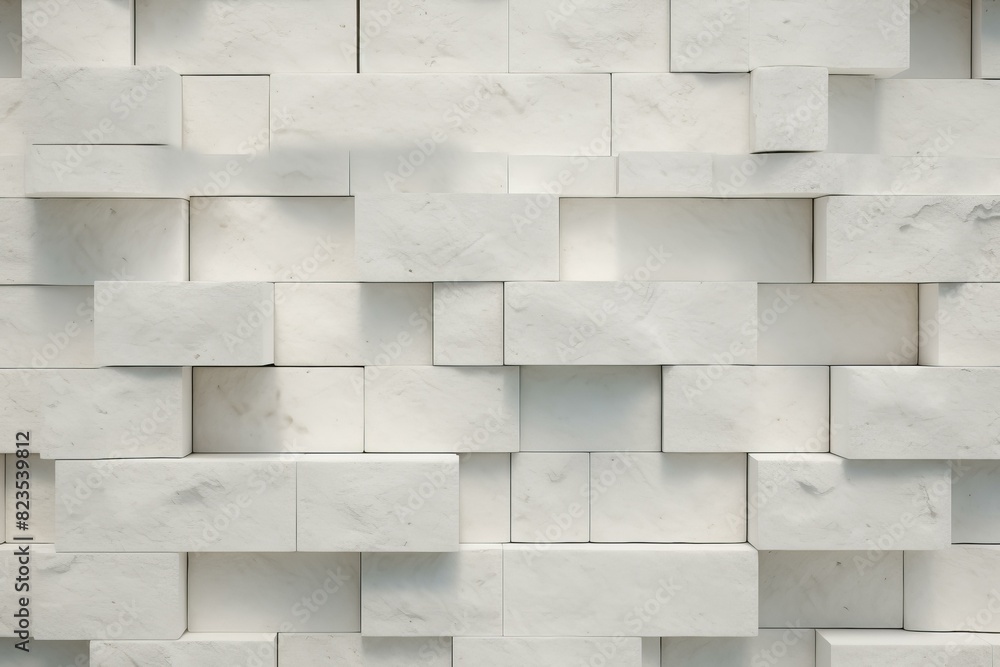 Poster high-quality image showcasing a seamless pattern of white marble bricks for background use