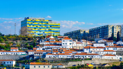 City or cityscape in the waterfront district, Porto, Portugal. 