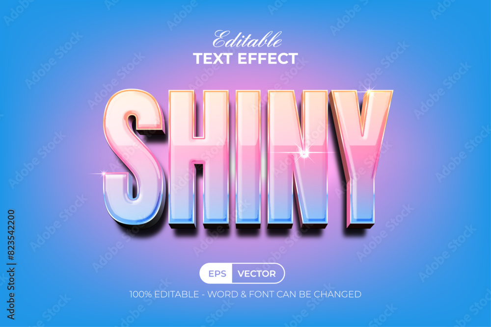 Poster shiny text effect gradient color style. editable text effect.