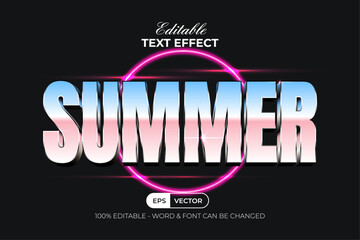 Summer Retro Text Effect Style. Editable Text Effect Vector.