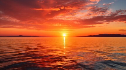 Fototapeta premium orange sunset over a calm ocean, 