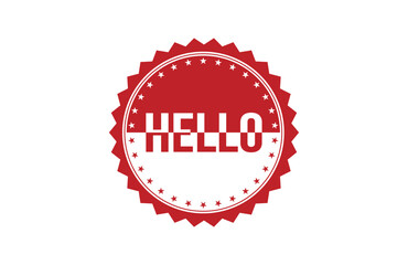 Hello red ribbon label banner.