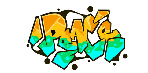 Peace graffiti text font sticker 