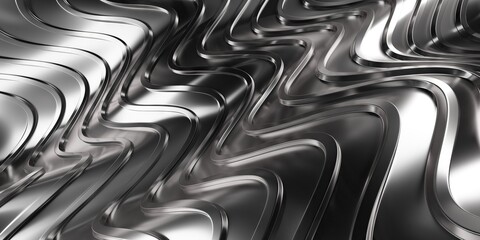 Abstract Metallic Waves Background. Aluminum Stripes with Light Reflections