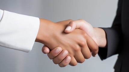 Obraz premium a young man and woman shaking hands after a successful job 
