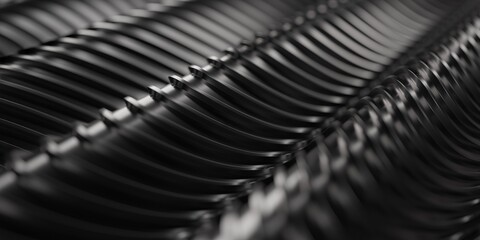 Dark shiny steel stripes. Metallic wavy background