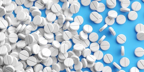 Abstract bunch of medicine pills on a white background