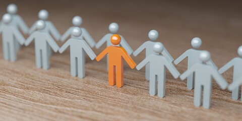 Unique person standing out from the crowd. Exceptionality, uniqueness and being different concept