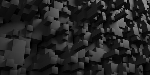 Dark squares abstract background wall of cubes