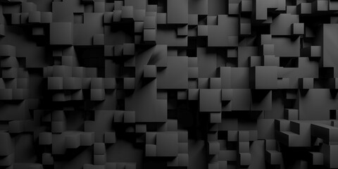Dark squares abstract background wall of cubes