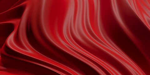 Abstract wave silk textured solid red color background. Wavy pattern