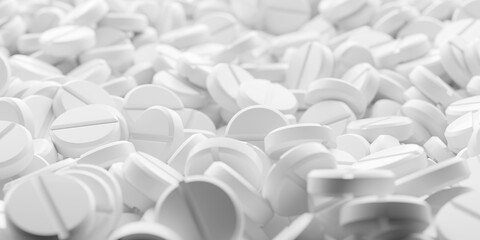 Obraz premium Abstract bunch of medicine pills on a white background