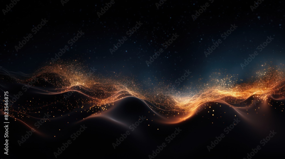 Poster abstract digital wave composed of countless interconnected particles,