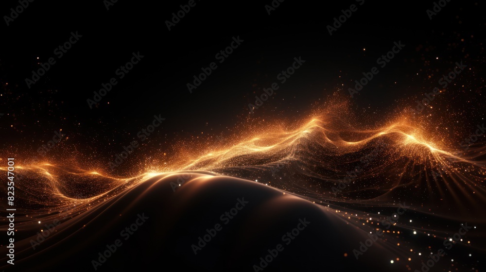 Poster abstract digital wave composed of countless interconnected particles,